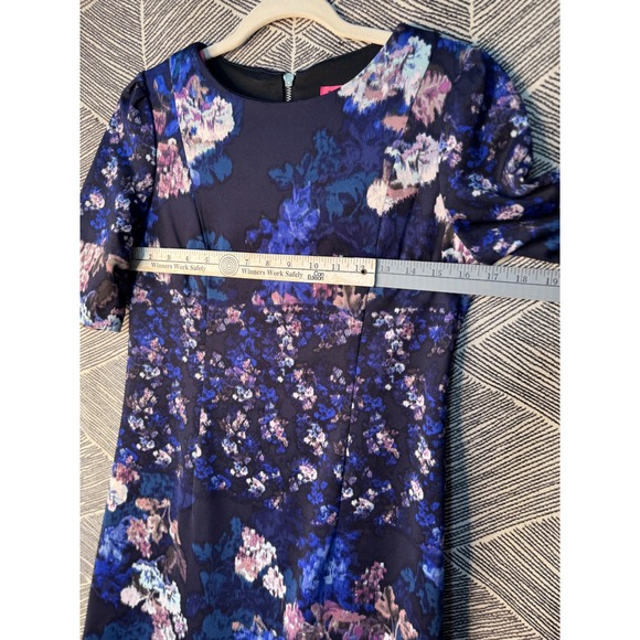 Betsey Johnson Navy Floral Print Dress Size 4 - Picture 7 of 8